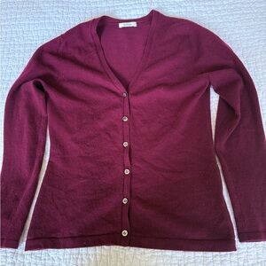 N. Peal Cashmere Cardigan Sweater - Burgundy